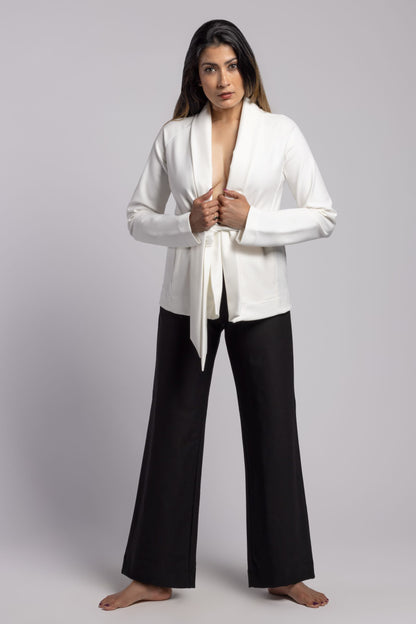 The Amazing Grace Wrap Blazer - Mother of Pearl