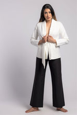 The Sacred Wide Leg Palazzo Pant in ONYX - WITH THE AMAZING GRACE WRAP JACKET IN SELENITE