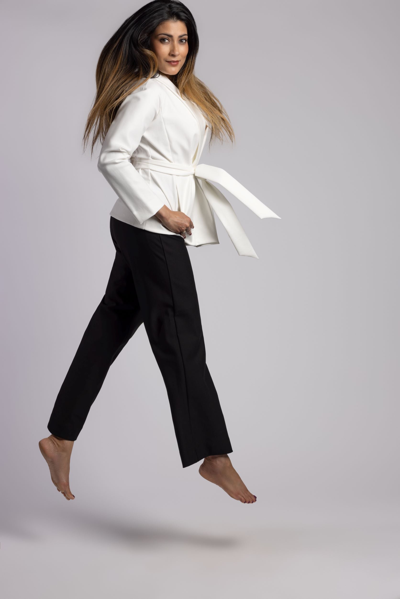 The Sacred Wide Leg Palazzo Pant in ONYX - WITH THE AMAZING GRACE WRAP JACKET IN SELENITE