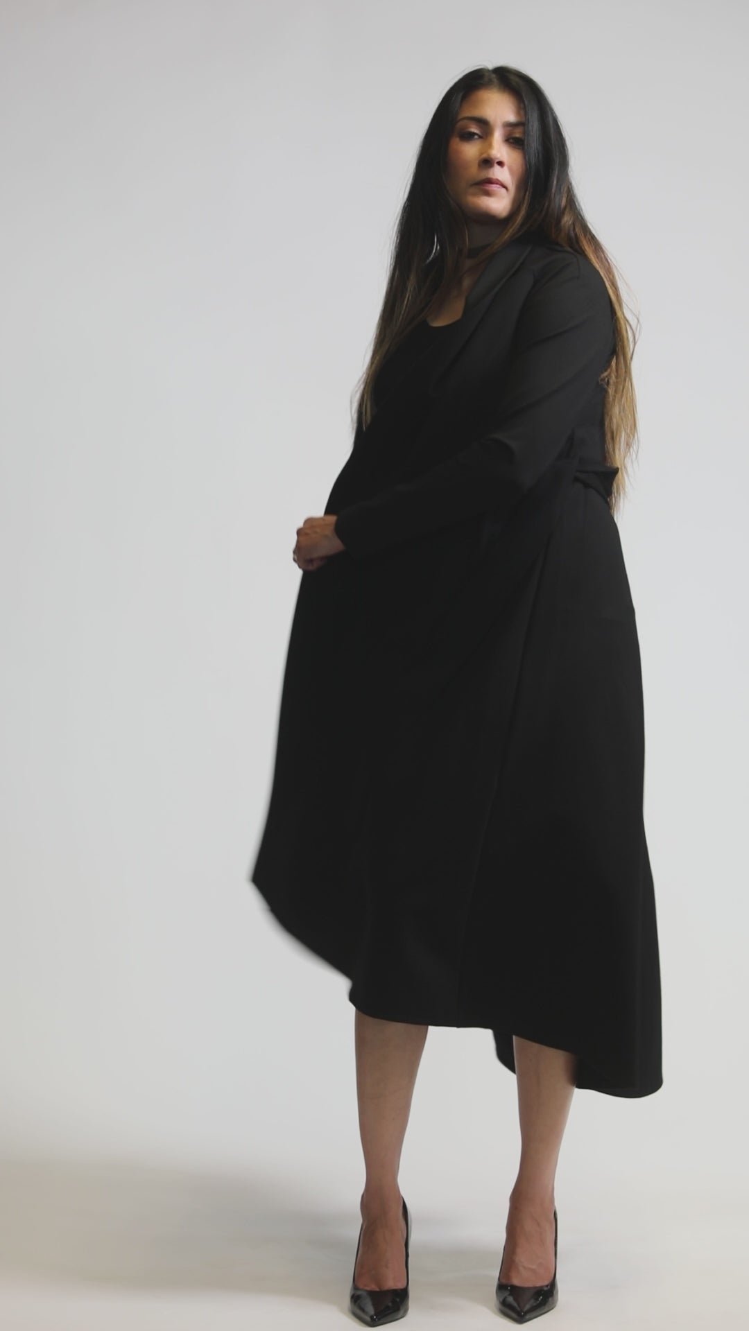 Sacred little BLACK Dress- WITH the Time Traveler's Coat in ONYX